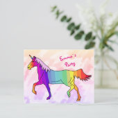 Rainbow Unicorn Invitation de fête d'anniversaire (Debout devant)