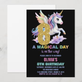 Rainbow Unicorn Invitations Anniversaire Vol (Devant / Derrière)