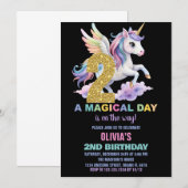 Rainbow Unicorn Invitations Anniversaire Vol (Devant / Derrière)