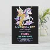 Rainbow Unicorn Invitations Anniversaire Vol (Debout devant)