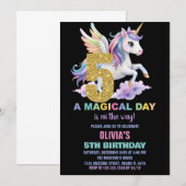 Rainbow Unicorn Invitations Anniversaire Vol (Devant / Derrière)