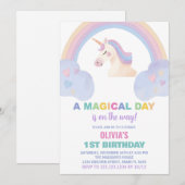 Rainbow Unicorn Invitations d'anniversaire (Devant / Derrière)