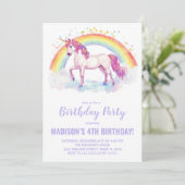 Rainbow Unicorn Invitations d'anniversaire (Debout devant)