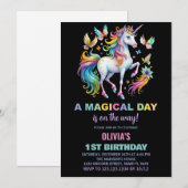 Rainbow Unicorn Invitations d'anniversaire (Devant / Derrière)