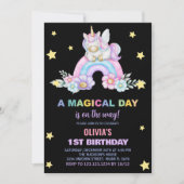 Rainbow Unicorn Invitations d'anniversaire (Devant)