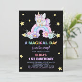 Rainbow Unicorn Invitations d'anniversaire (Debout devant)
