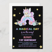 Rainbow Unicorn Invitations d'anniversaire (Devant / Derrière)