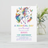 Rainbow Unicorn Invitations d'anniversaire (Debout devant)