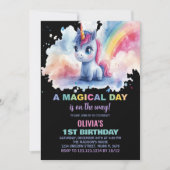 Rainbow Unicorn Invitations d'anniversaire (Devant)