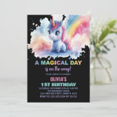 Rainbow Unicorn Invitations d'anniversaire (Debout devant)