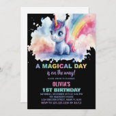 Rainbow Unicorn Invitations d'anniversaire (Devant / Derrière)