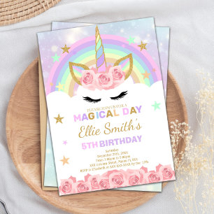 Rainbow Unicorn Invitations d'anniversaire