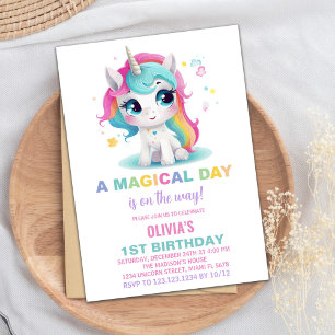 Rainbow Unicorn Invitations d'anniversaire