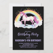 Rainbow Unicorn Invitations d'anniversaire (Devant)
