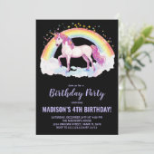 Rainbow Unicorn Invitations d'anniversaire (Debout devant)