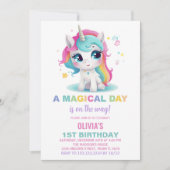 Rainbow Unicorn Invitations d'anniversaire (Devant)