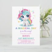 Rainbow Unicorn Invitations d'anniversaire (Debout devant)