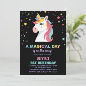 Rainbow Unicorn Invitations d'anniversaire (Debout devant)