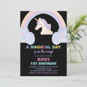 Rainbow Unicorn Invitations d'anniversaire (Debout devant)
