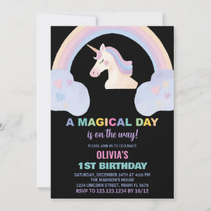 Rainbow Unicorn Invitations d'anniversaire