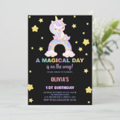 Rainbow Unicorn Invitations d'anniversaire (Debout devant)