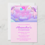 Rainbow Unicorn Invitations d'anniversaire 9th Gir (Devant)