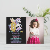 Rainbow Unicorn Invitations d'anniversaire avec ph (Debout devant)