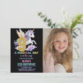 Rainbow Unicorn Invitations d'anniversaire avec ph (Debout devant)