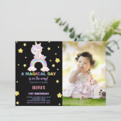 Rainbow Unicorn Invitations d'anniversaire avec ph (Debout devant)