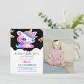 Rainbow Unicorn Invitations d'anniversaire avec ph (Debout devant)