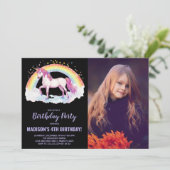 Rainbow Unicorn Invitations d'anniversaire avec ph (Debout devant)