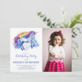 Rainbow Unicorn Invitations d'anniversaire avec ph (Debout devant)