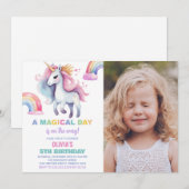 Rainbow Unicorn Invitations d'anniversaire avec ph (Devant / Derrière)