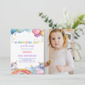 Rainbow Unicorn Invitations d'anniversaire avec ph (Debout devant)