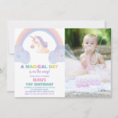 Rainbow Unicorn Invitations d'anniversaire avec ph (Devant)