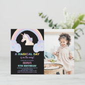 Rainbow Unicorn Invitations d'anniversaire avec ph (Debout devant)