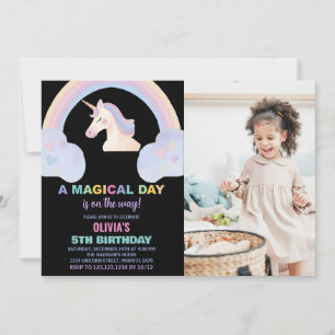 Rainbow Unicorn Invitations d'anniversaire avec ph