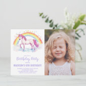 Rainbow Unicorn Invitations d'anniversaire avec ph (Debout devant)