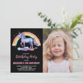 Rainbow Unicorn Invitations d'anniversaire avec ph (Debout devant)