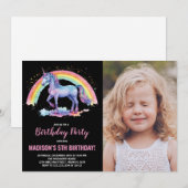 Rainbow Unicorn Invitations d'anniversaire avec ph (Devant / Derrière)