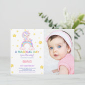Rainbow Unicorn Invitations d'anniversaire avec ph (Debout devant)