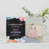Rainbow Unicorn Invitations d'anniversaire avec ph (Debout devant)