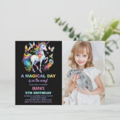 Rainbow Unicorn Invitations d'anniversaire avec ph (Debout devant)