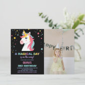Rainbow Unicorn Invitations d'anniversaire avec ph (Debout devant)
