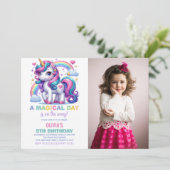 Rainbow Unicorn Invitations d'anniversaire avec ph (Debout devant)