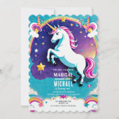 Rainbow Unicorn Invitations d'anniversaire - Magiq (Devant)