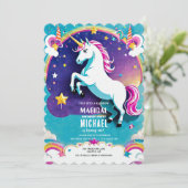 Rainbow Unicorn Invitations d'anniversaire - Magiq (Debout devant)