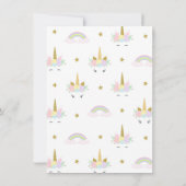 Rainbow Unicorn Invitations de fête d'anniversaire (Dos)