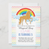 Rainbow Unicorn Invitations pour la fête d'anniver (Devant)