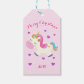 Rainbow Unicorn Kerstmis Glitter Pink Cadeaulabel (Voorkant)
